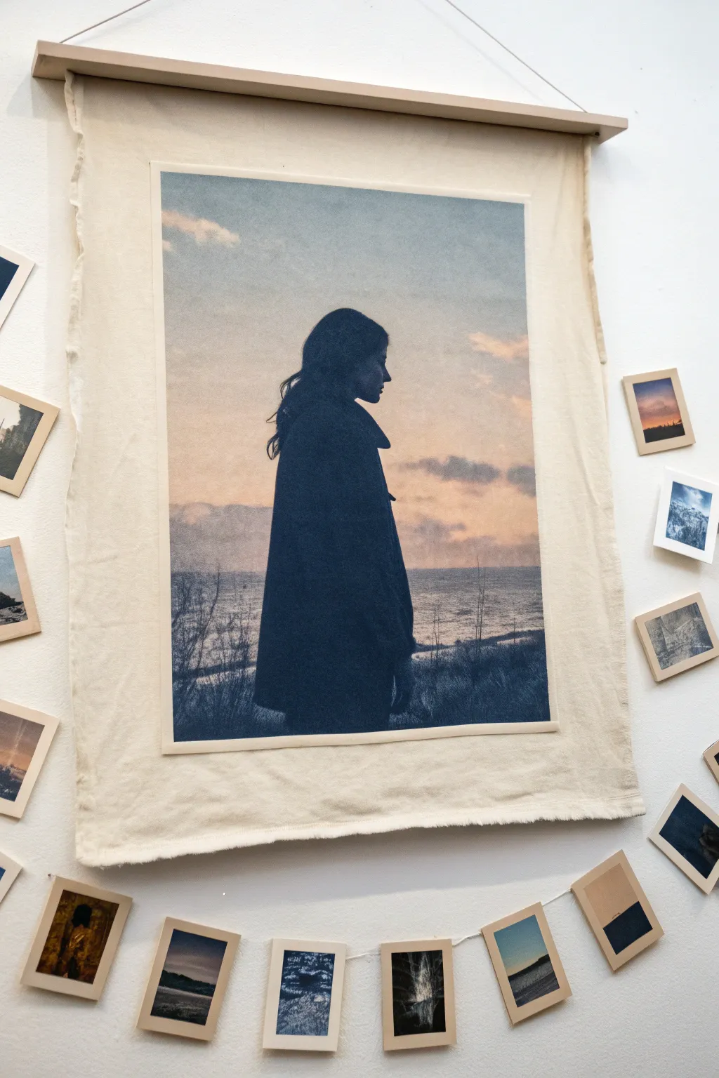 Fading polaroid memories drifting around a lone figure, a gentle study of nostalgia and loss.