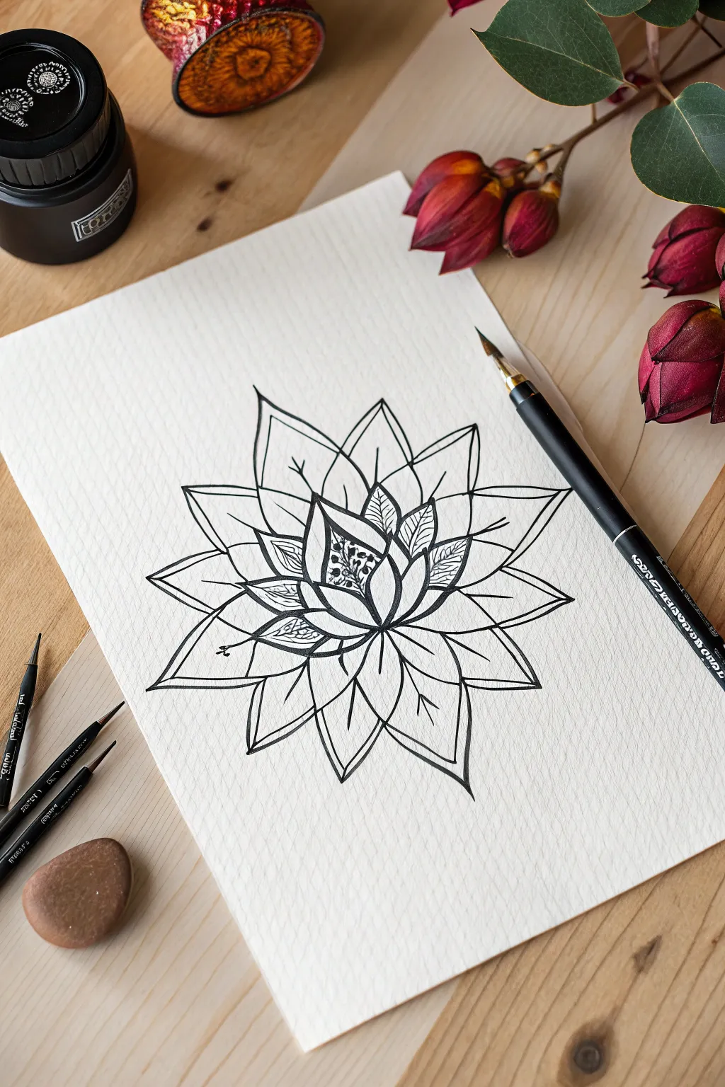 Find your center with these precise and stunning geometric lotus drawing ideas.