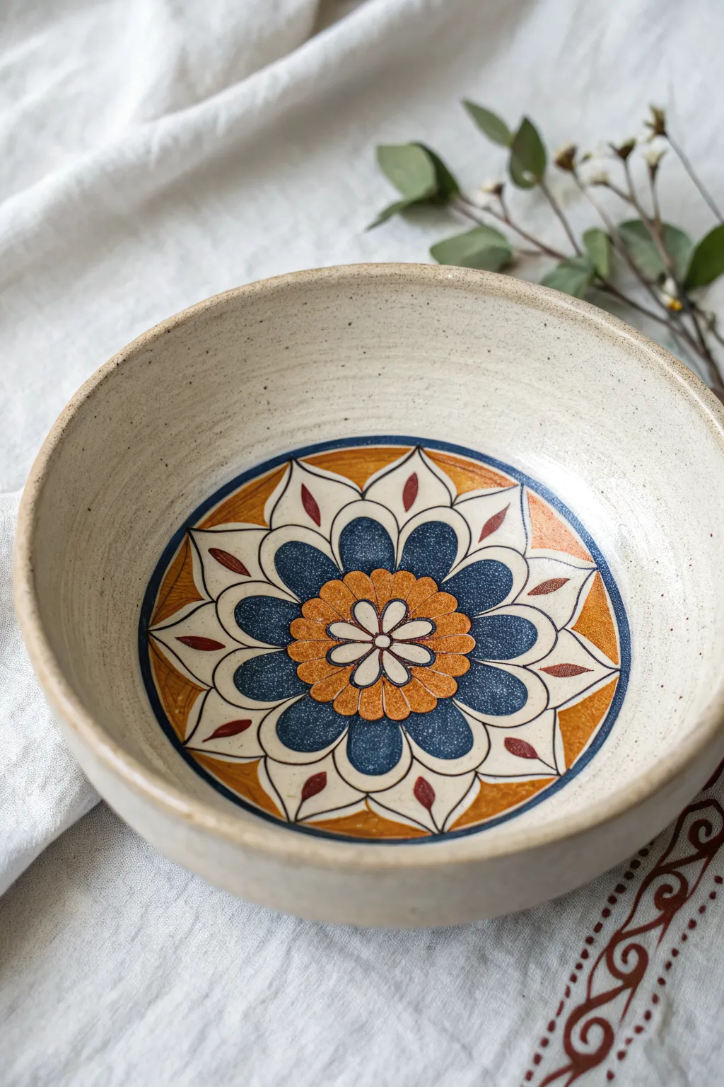 Simple on the outside, a bold flower medallion surprise blooms at the bottom