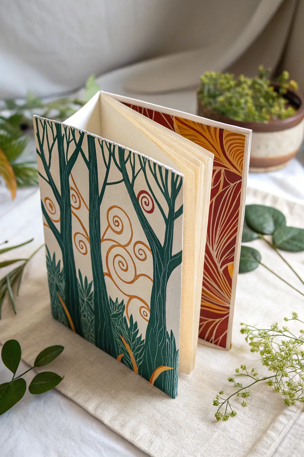 Fold a simple cover into a pop-up wild forest scene with bold color and vertical drama