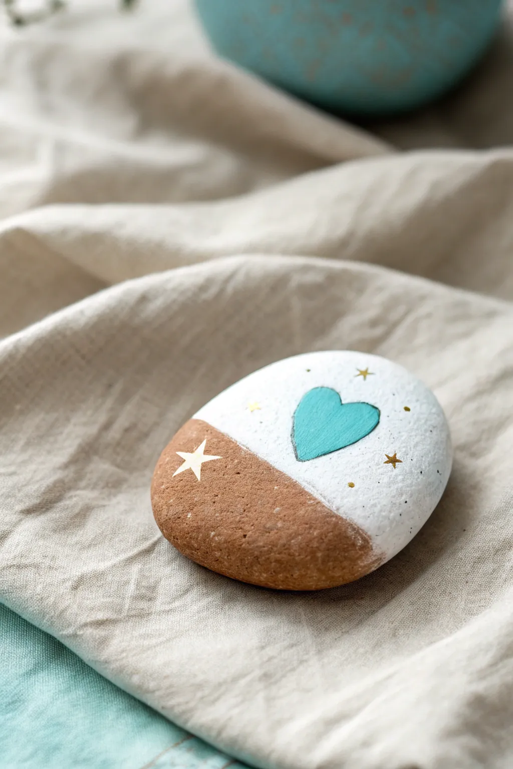 A friendship rock with a peek-through layer, hiding a sweet surprise beneath the paint.