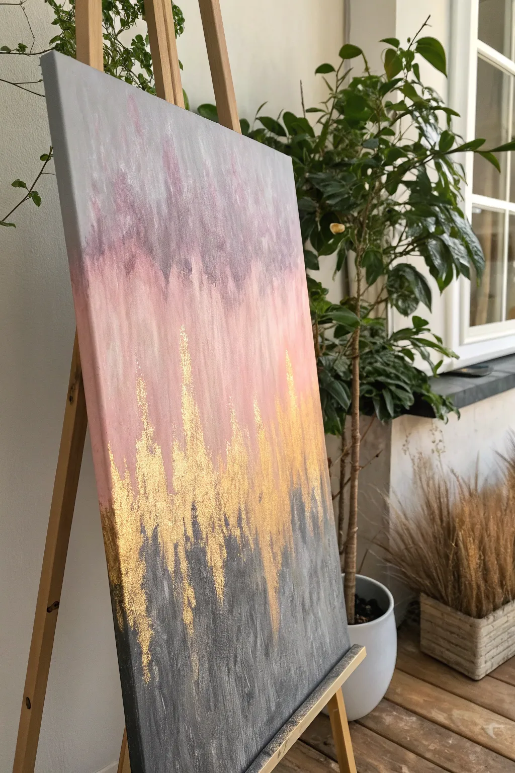 Abstract charcoal-to-gold gradient with upward strokes, a minimalist symbol of rising hope