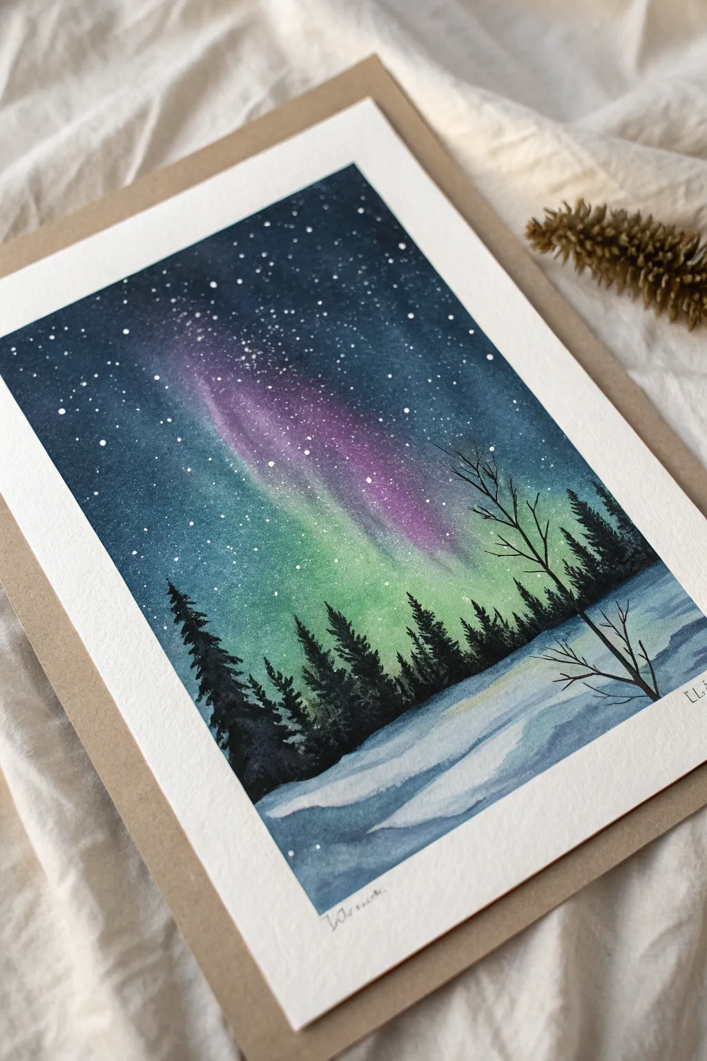 January northern lights night sky study inspiration: bold aurora ribbons on deep winter blues