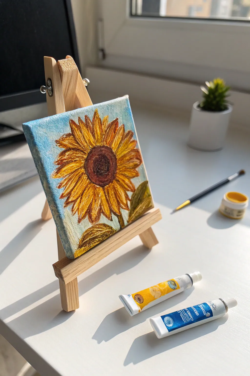Showcase your tiny masterpieces on these adorable wooden easels for a chic look.