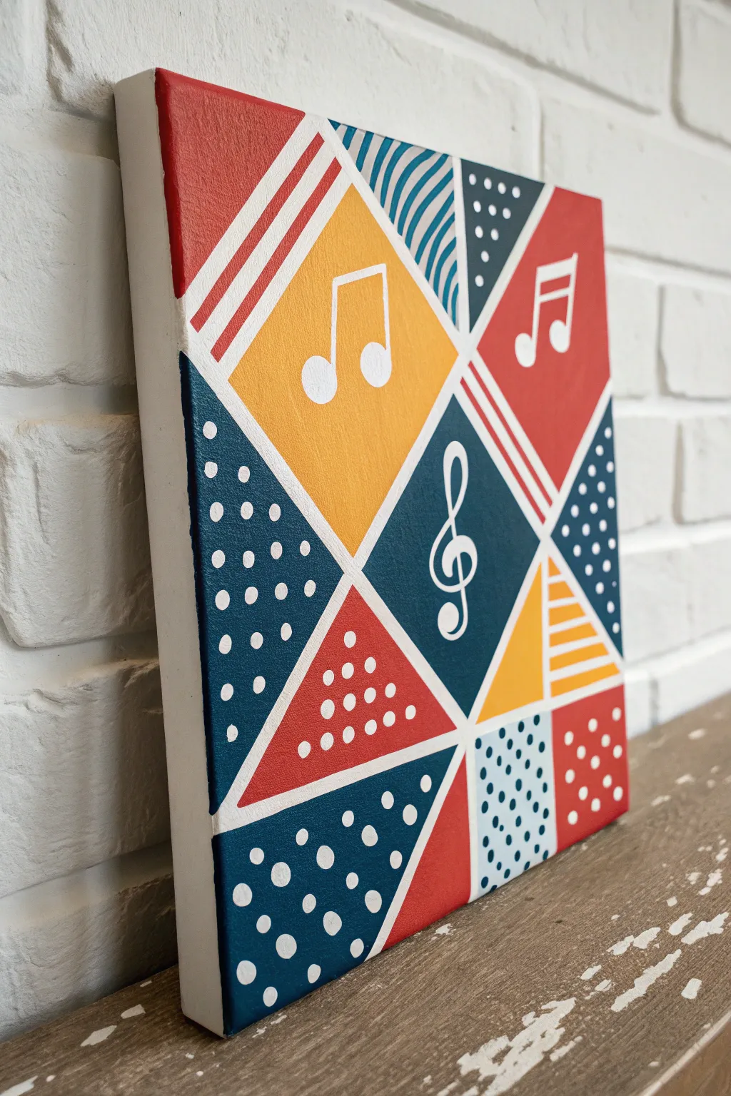 Bold jazz rhythm blocks in Scandinavian minimalism, a punchy mural-style canvas for modern walls