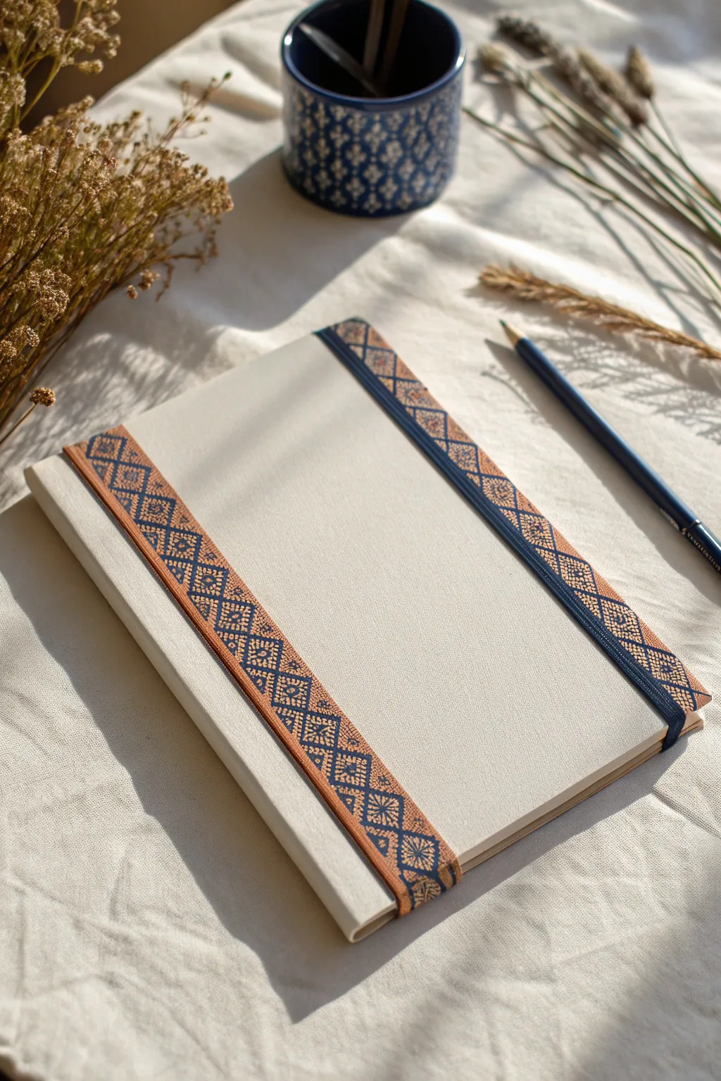 Tape border + sketched shadows turn a simple notebook cover into a chic, layered 3D look