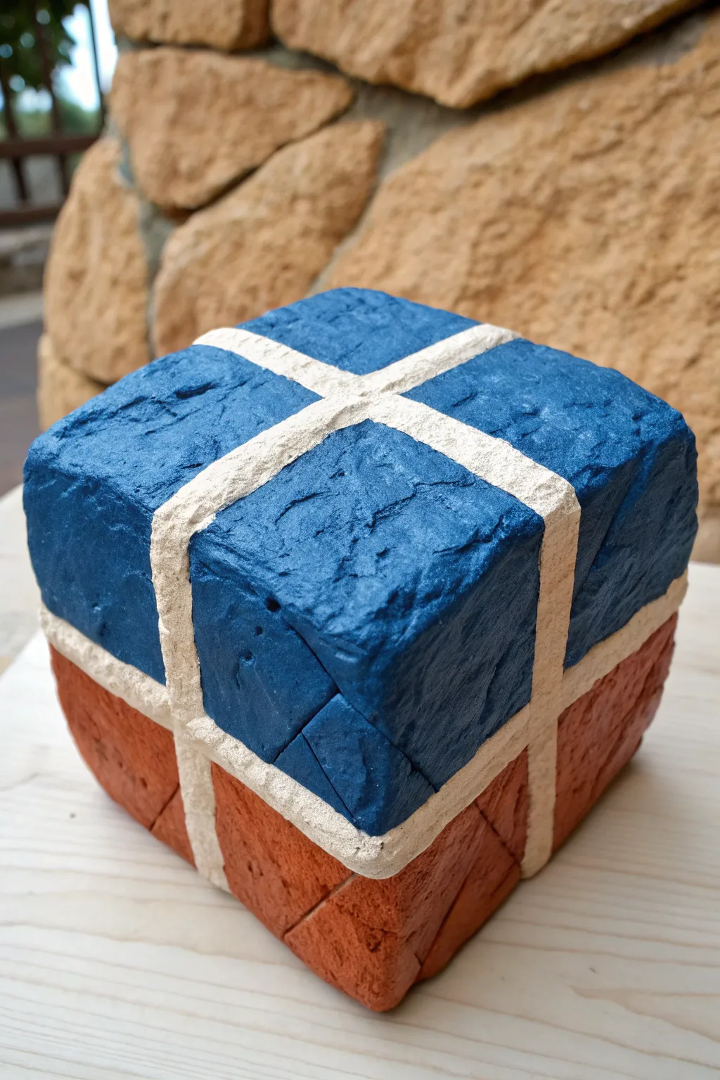 Turn a bumpy stone into a 3D gift illusion using bold color, highlights, and shadows.