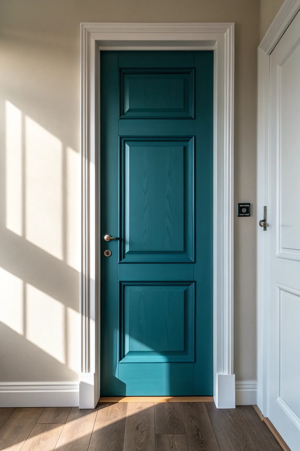 See how subtle satin vs matte sheen makes paneling pop on a painted interior door