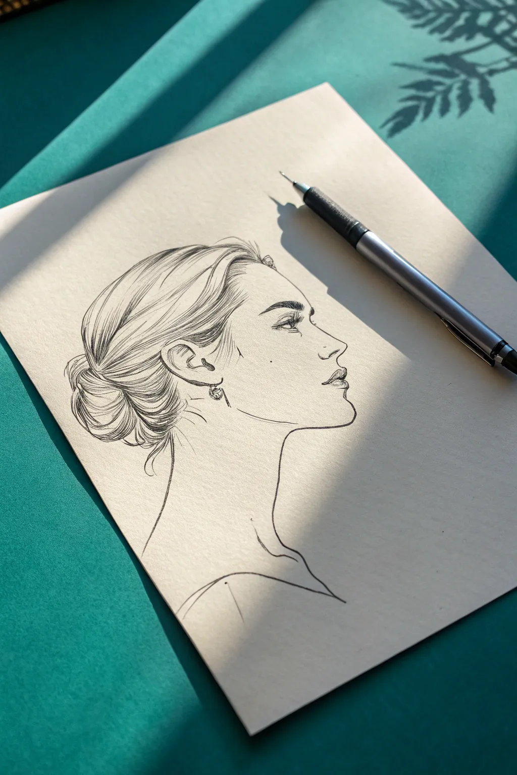 Loose scribble shading creates bold shadows and airy highlights in a minimalist pen portrait.