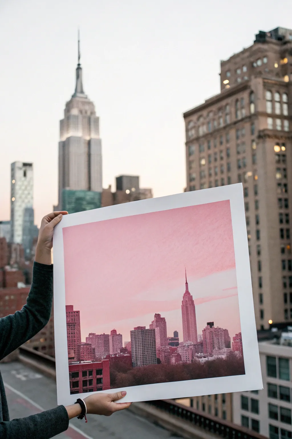 Monochrome pink skyline at dusk, a chic DIY minimalist painting idea with bold contrast