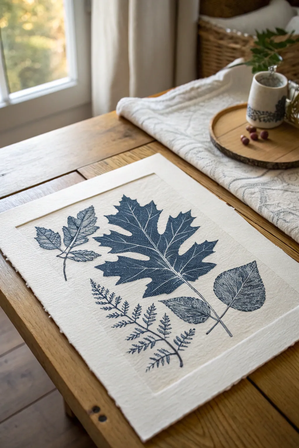 Collagraph texture plate print with bold ink and tactile layers, crisp shadows, and calm boho minimalism