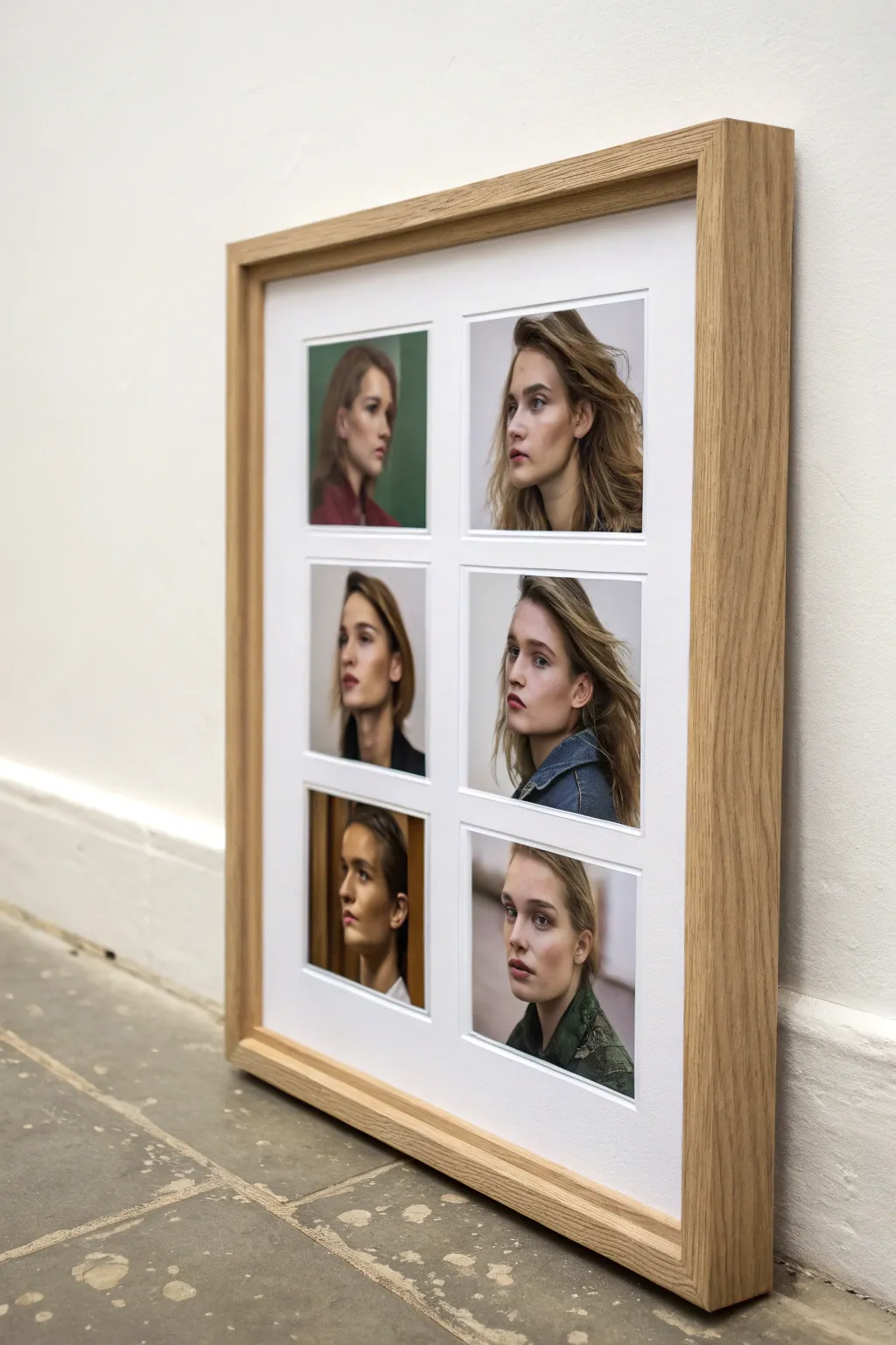 Alter-ego grid self-portraits in one bold, minimalist print for a cohesive, punchy series.