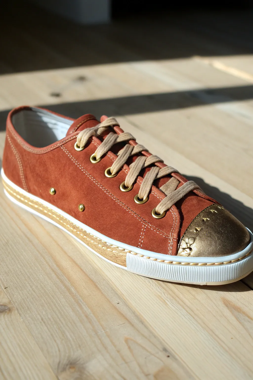 Matte color meets painted faux-metal shine for chic DIY shoe art with Scandinavian calm.