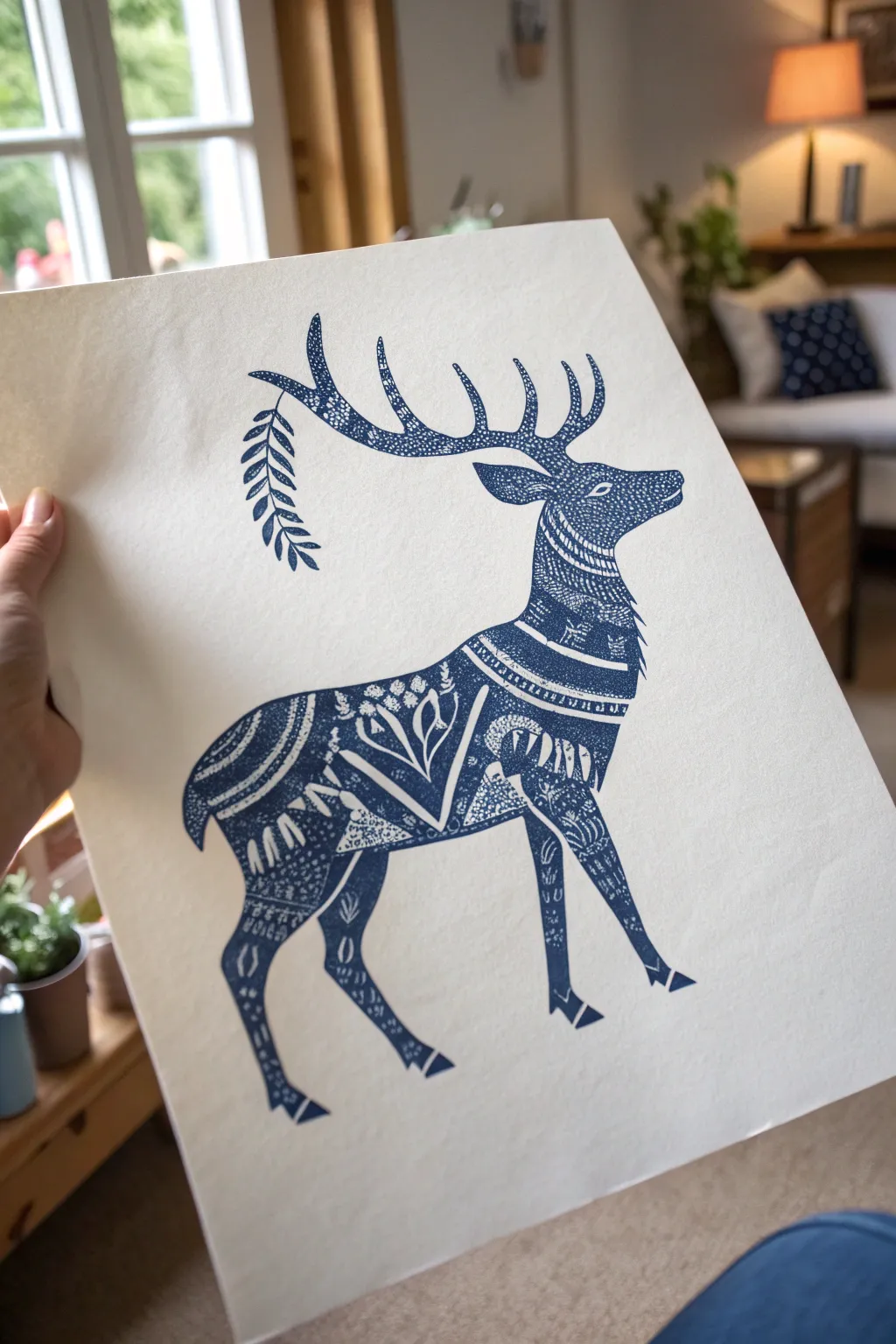 Minimalist deer silhouette sketch filled with bold patterns for chic, modern animal drawing ideas