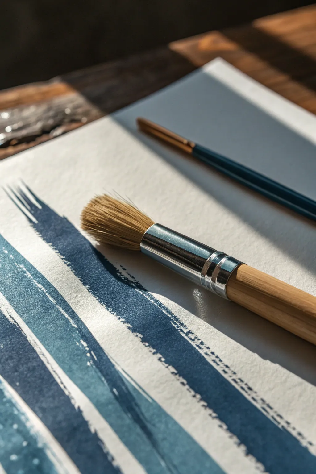 Moody rain-streak abstract with a wide sponge brush and glossy vertical trails in bold color