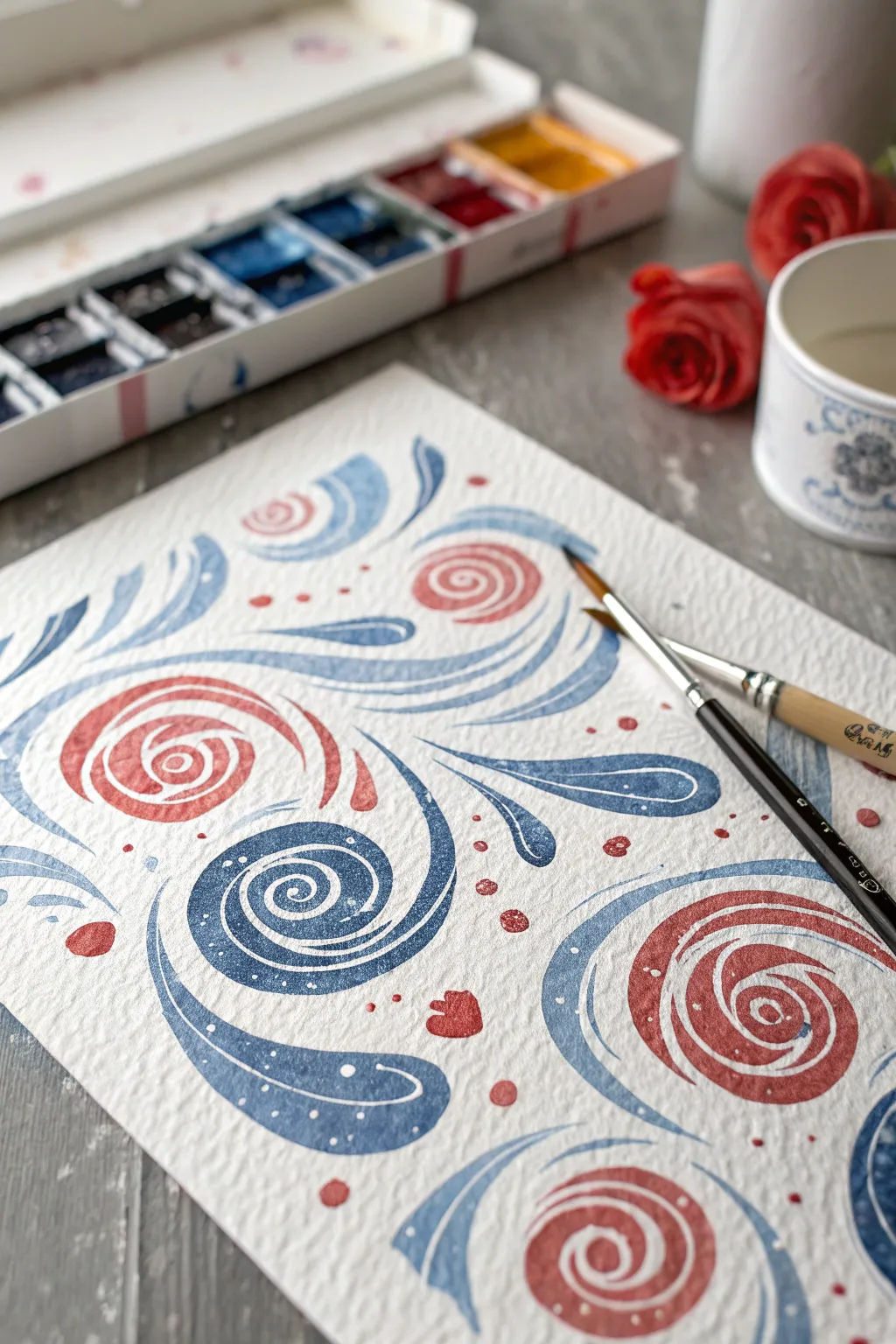 Wet-on-wet watercolor swirls blooming into soft gradients, bold color, and feathery edges.