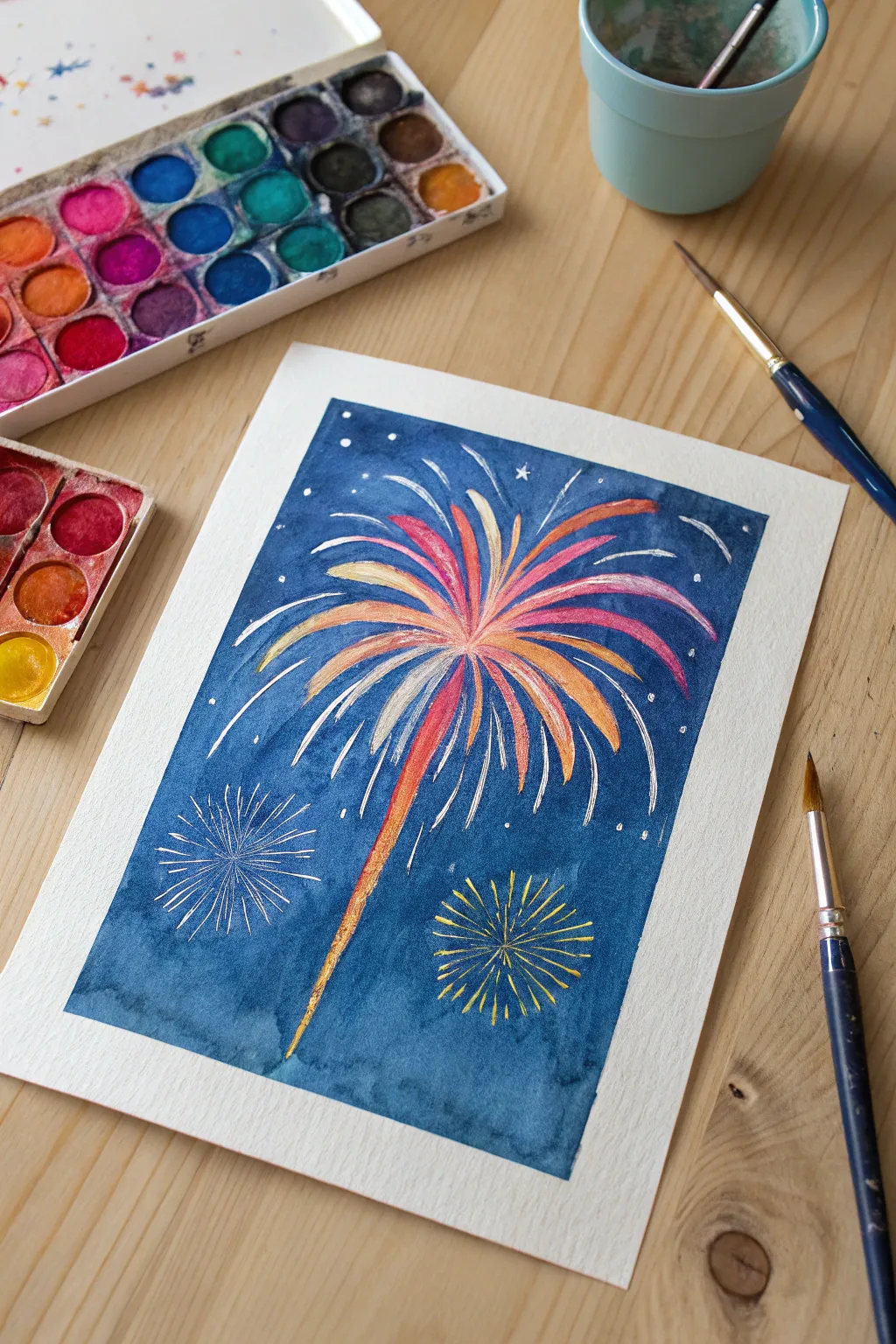 Create magic with this neon oil pastel and watercolor resist firework art for kids.