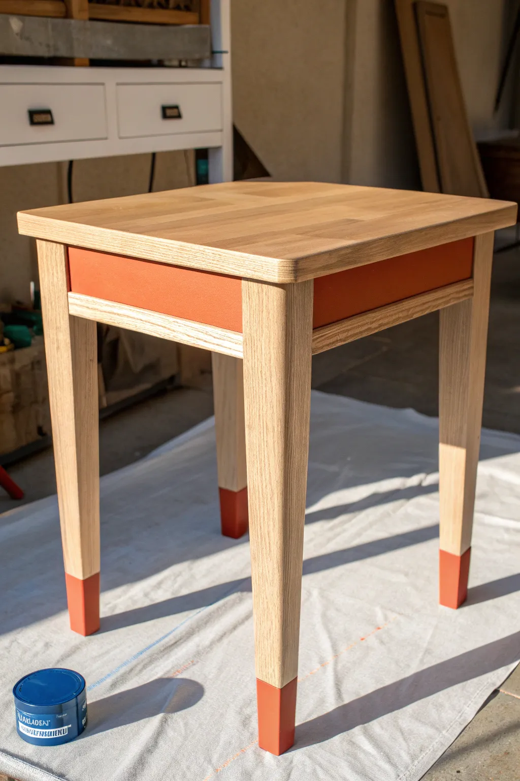 Crisp paint-dipped legs add a bold, modern refresh to a simple wood table in minutes.