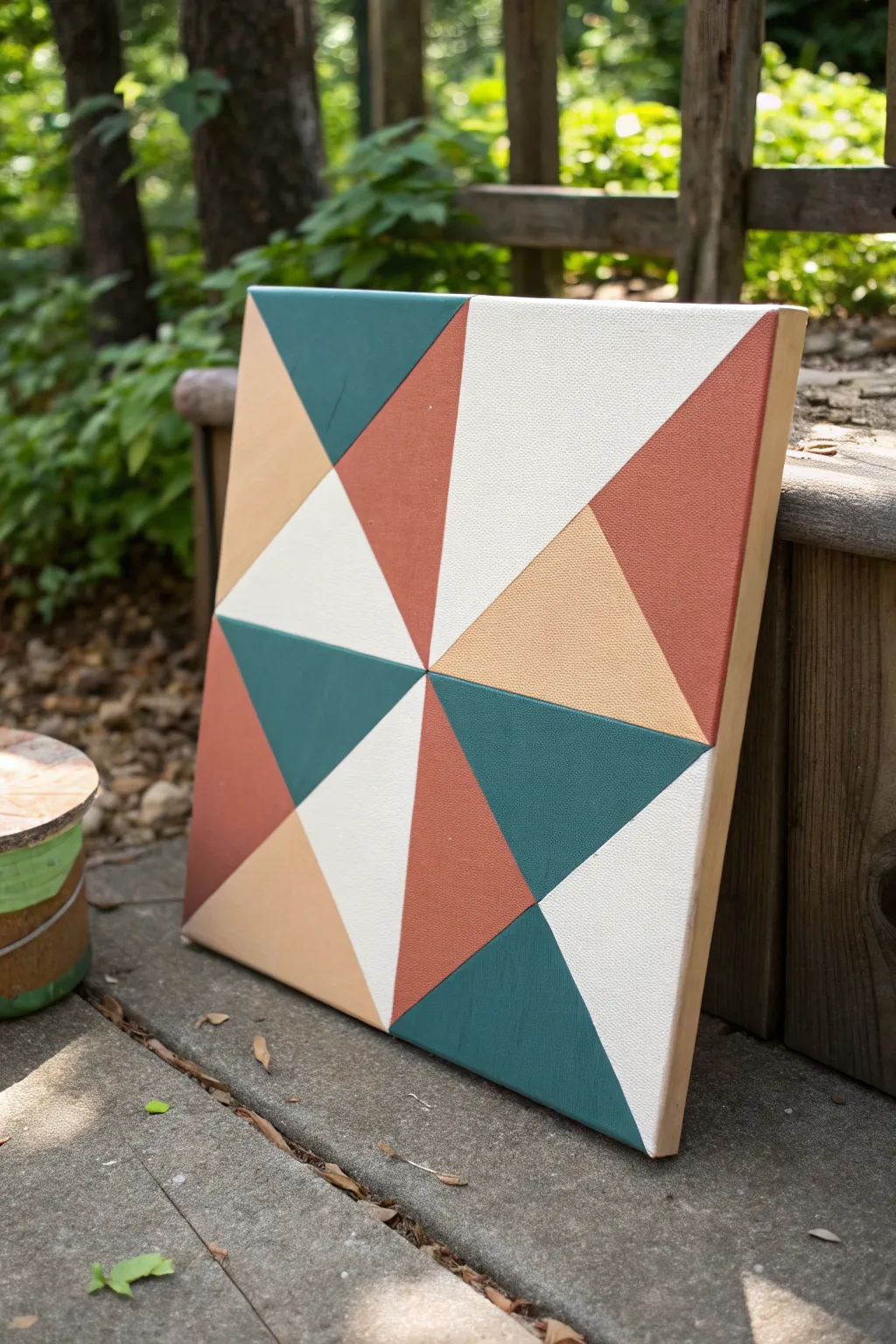 Crisp masking tape geometrics with bold acrylic blocks and a satisfying clean-edge peel reveal