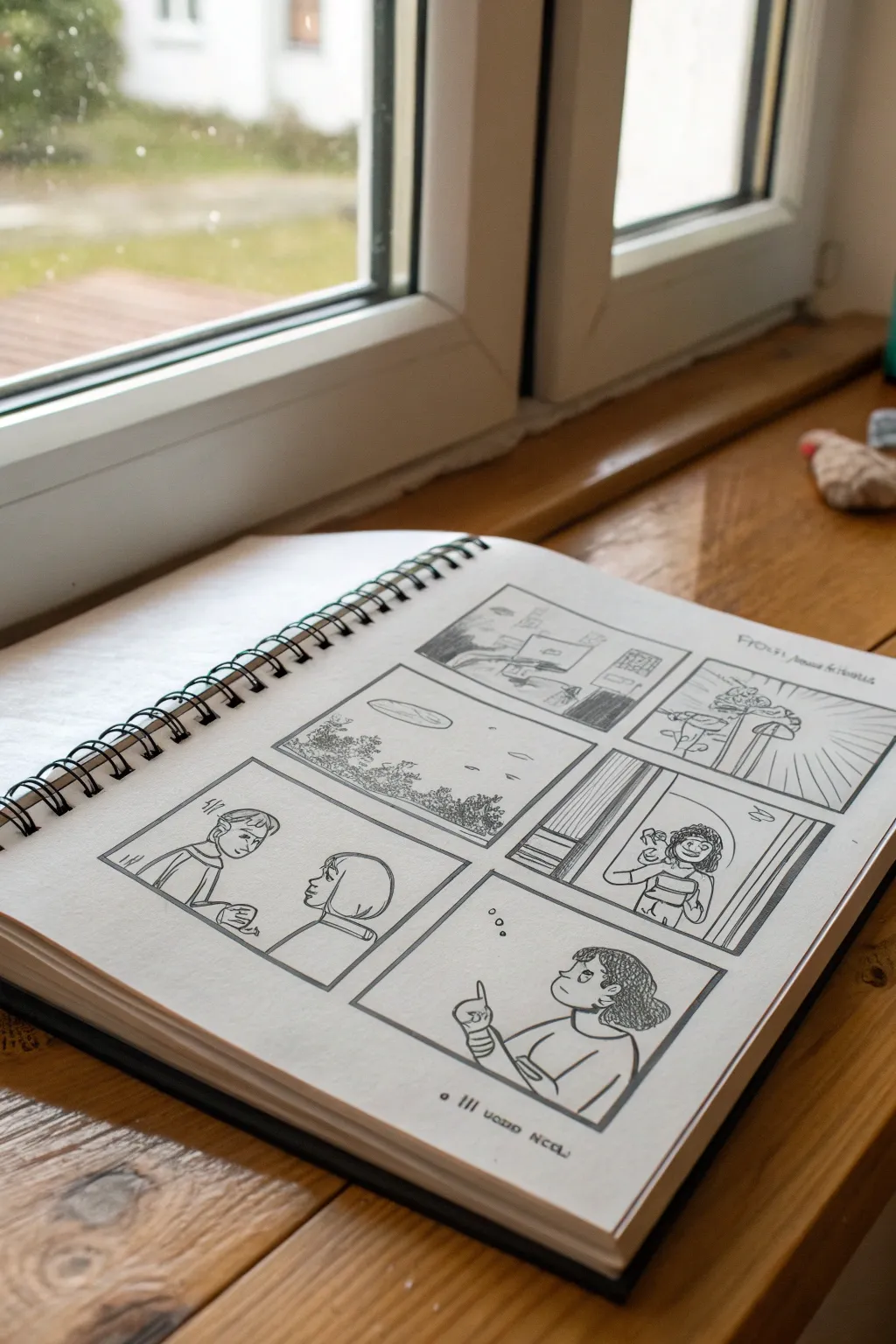 Cinematic comic panel sequence sketch that highlights advanced visual storytelling and dynamic framing
