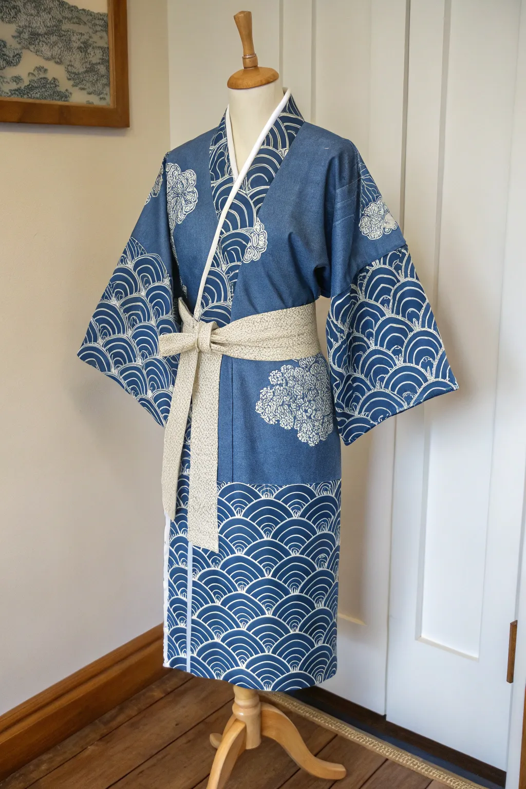 Festival yukata wrap with sash and hair accessory, featuring three print variations to study design
