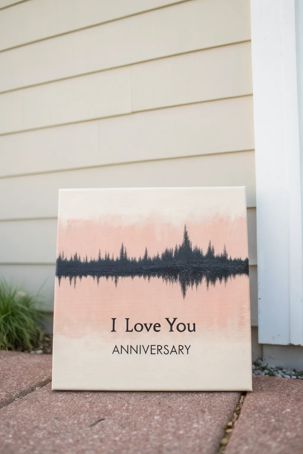 A minimalist soundwave canvas capturing your I love you message and anniversary year