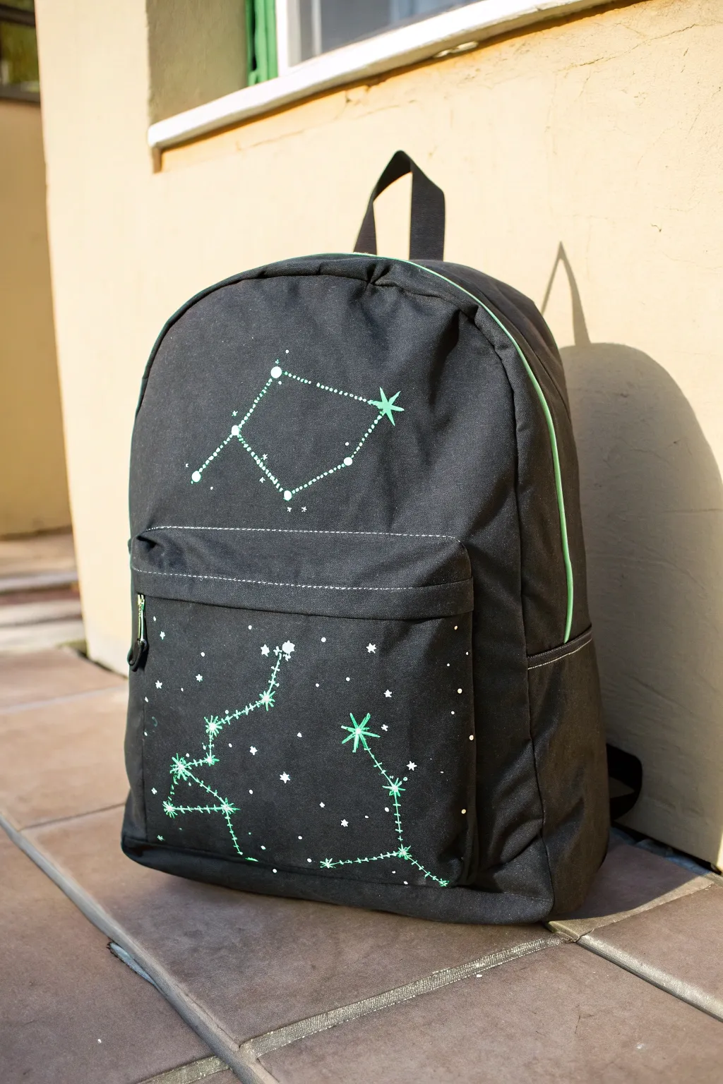 Minimal constellation backpack with subtle glow dots, a dreamy surprise for night walks.