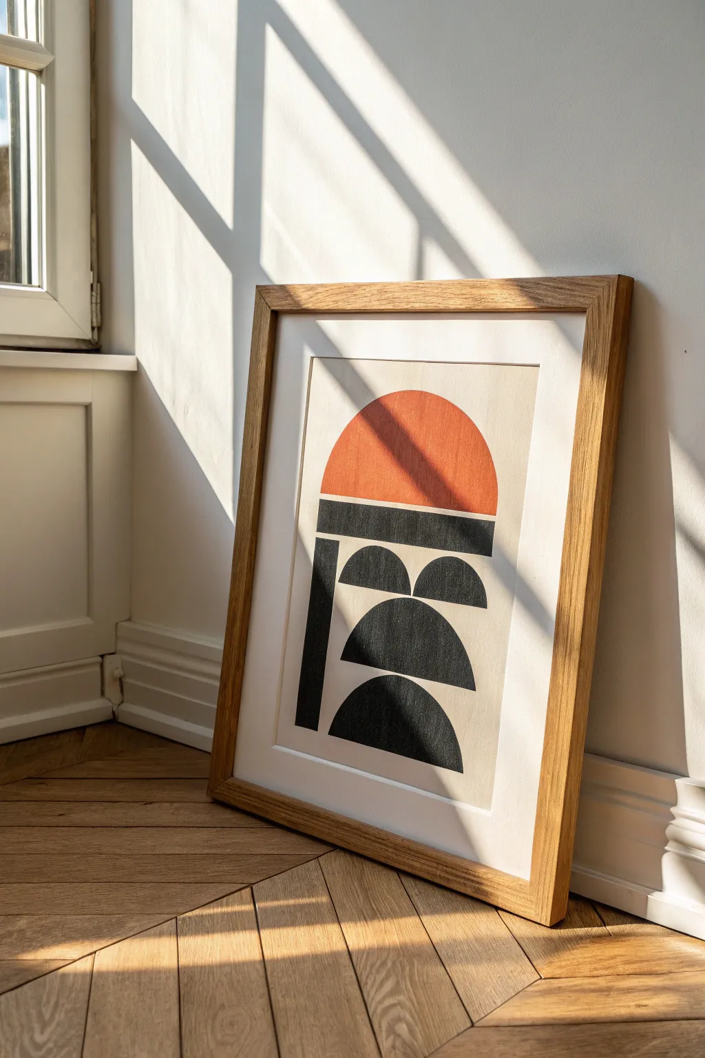 Monumental negative space poster drawing with one bold accent, modern and gallery-ready