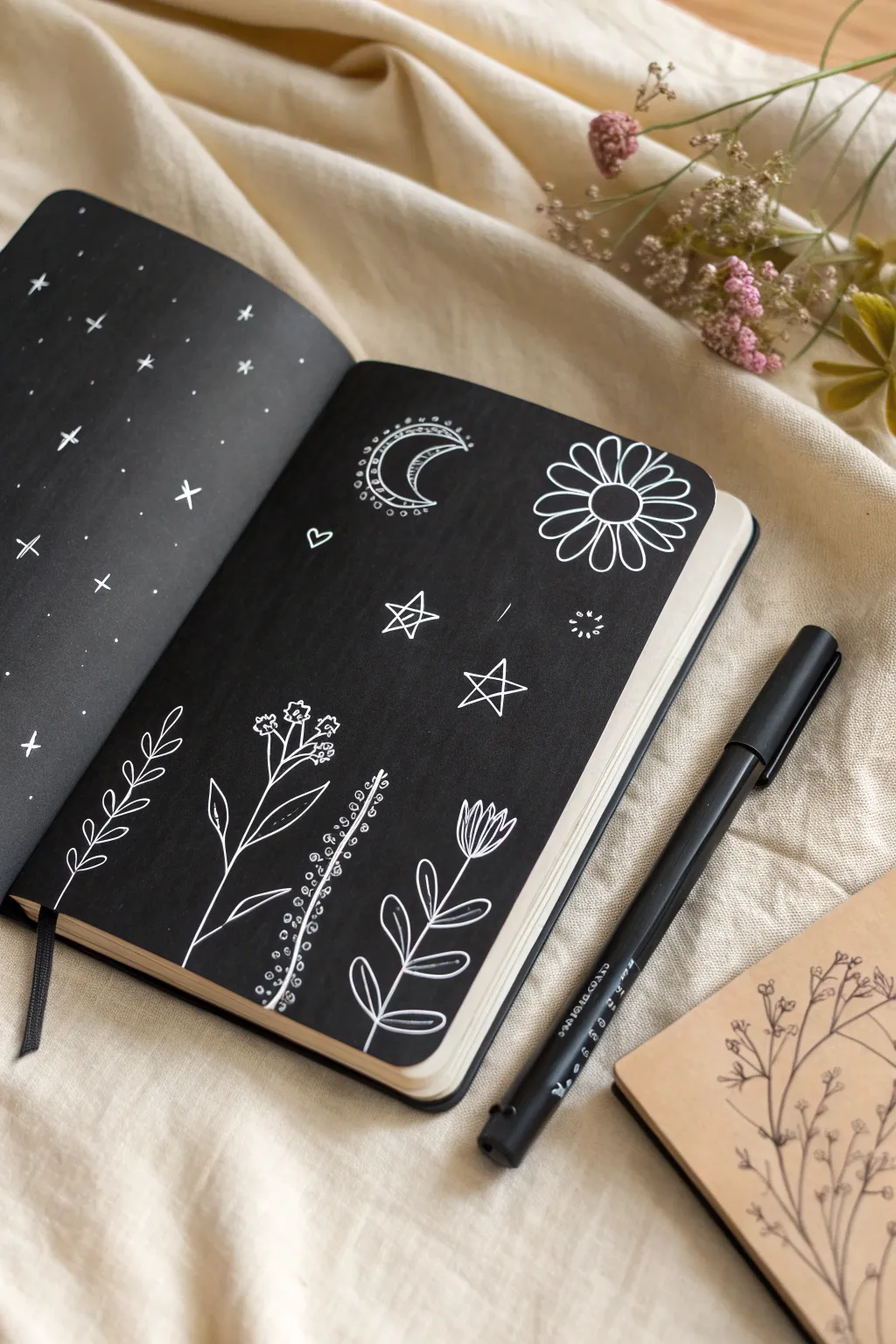 Blackout page doodles with crisp white cutout shapes for bold, dramatic black marker contrast