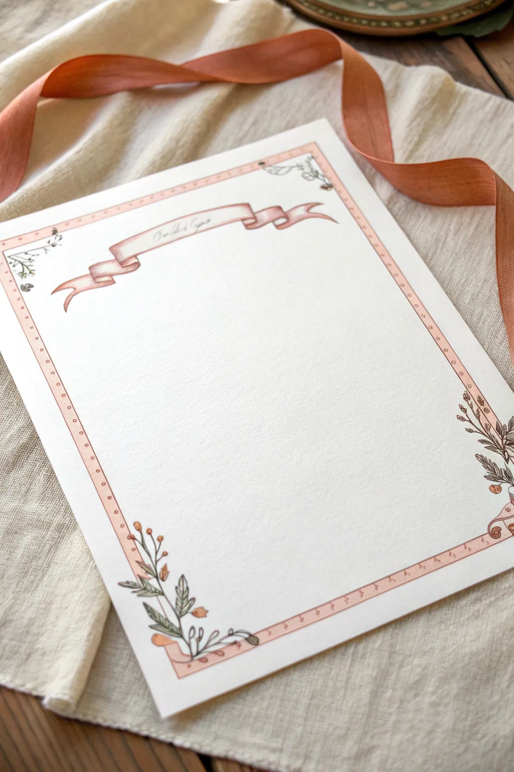 Minimal ribbon banner border with folded corners, perfect frame for a poster-style title area