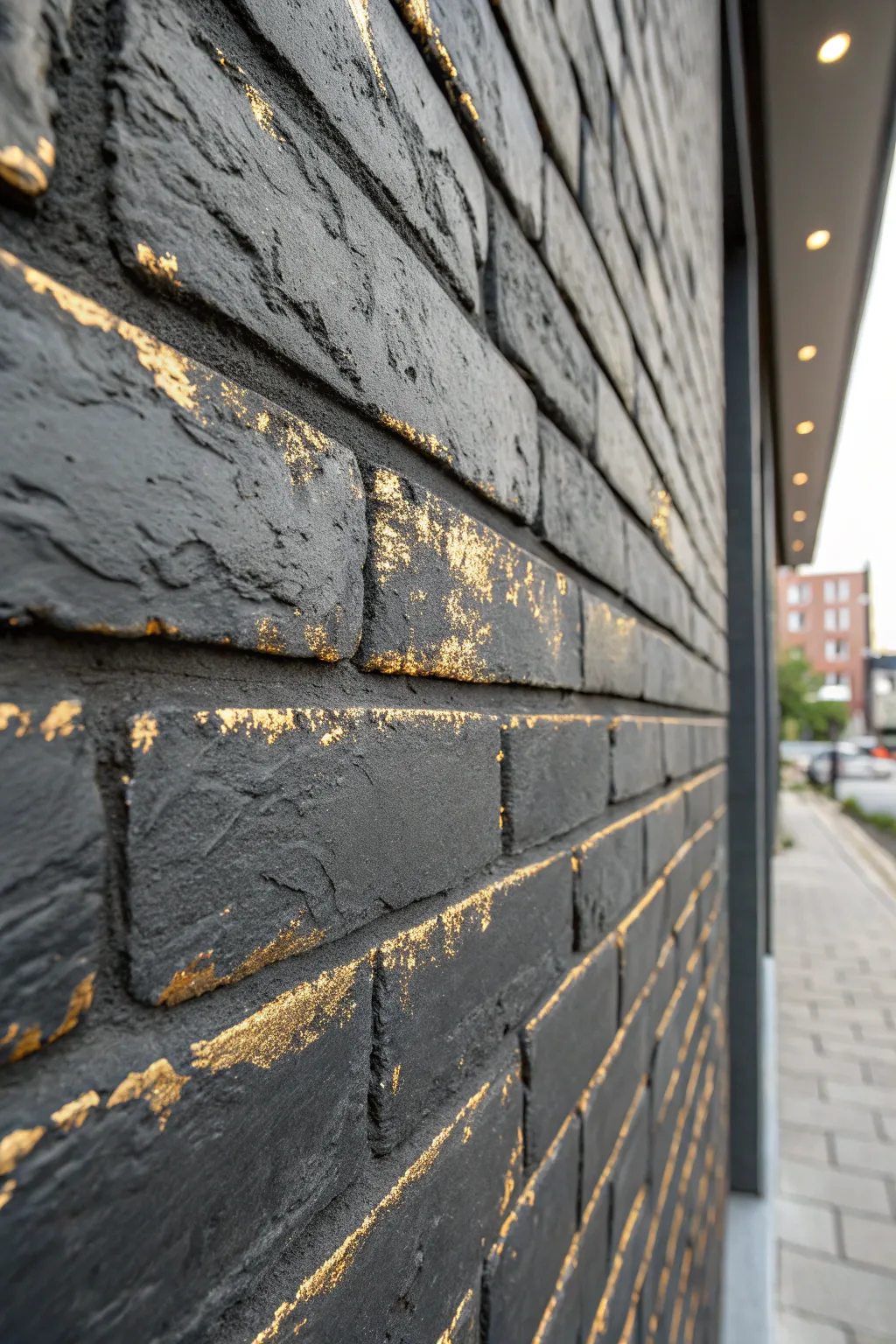 Elevate dark brick texture with subtle metallic gold dry-brushing for a luxe boho touch.
