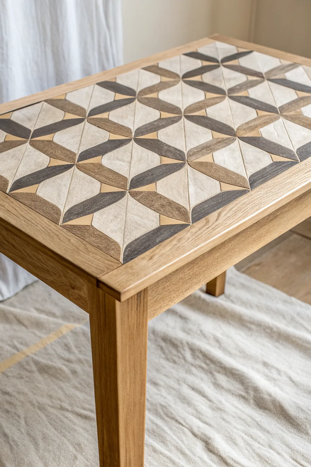 Trompe-lOeil shadow blocks: a simple DIY paint job that makes your tabletop look truly 3D