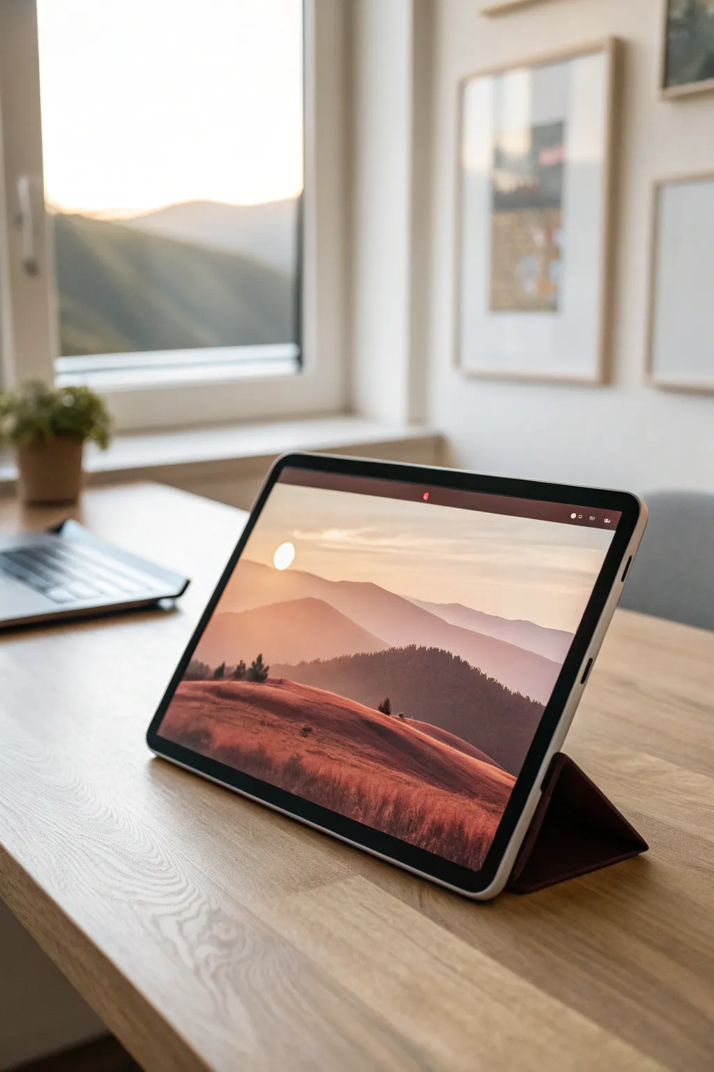 Pixel-to-painterly landscape on a tablet, minimalist inspiration for fresh digital painting ideas