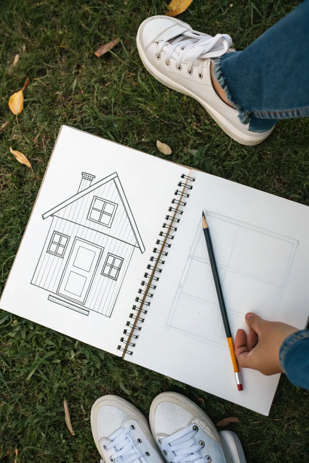 Beginner friendly house sketch in 6 clean steps, using a simple box and gentle perspective.