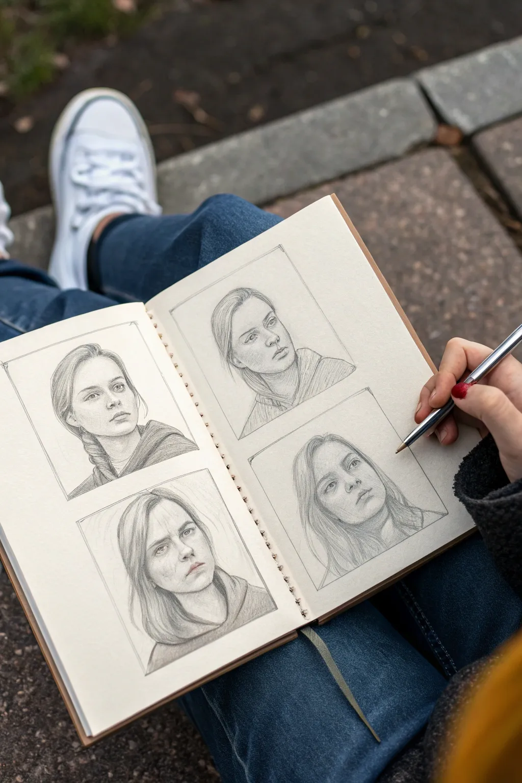 Master girl emotions with a 2x2 expression grid: happy, angry, shy, and sad in one clean study.