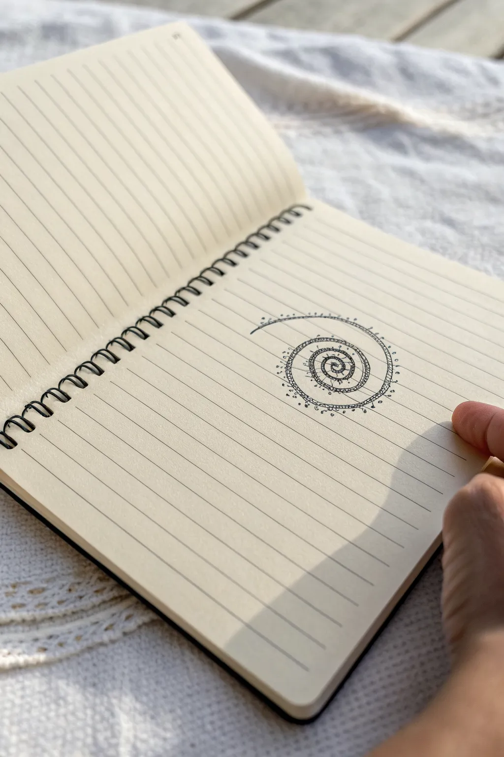 A simple 3D spiral doodle using curved marks—perfect for bored-in-class sketching practice.