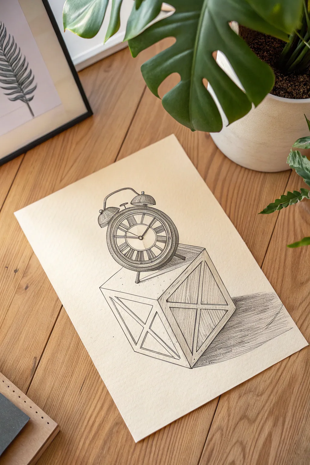 Master the art of surrealism with this simple, melting clock line drawing.