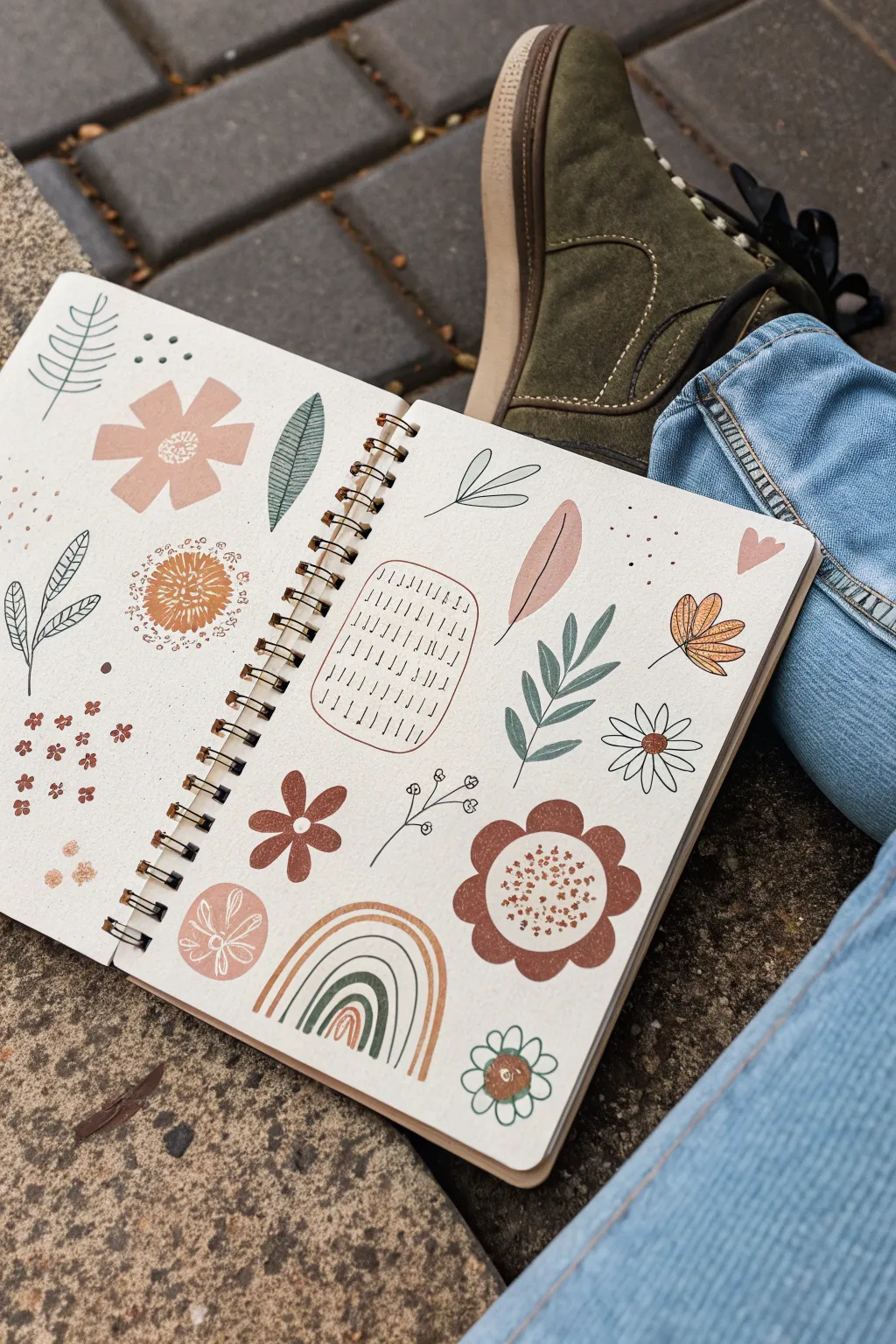 Double-doodle mirror page with matching marker colors, playful imperfect symmetry on clean paper.