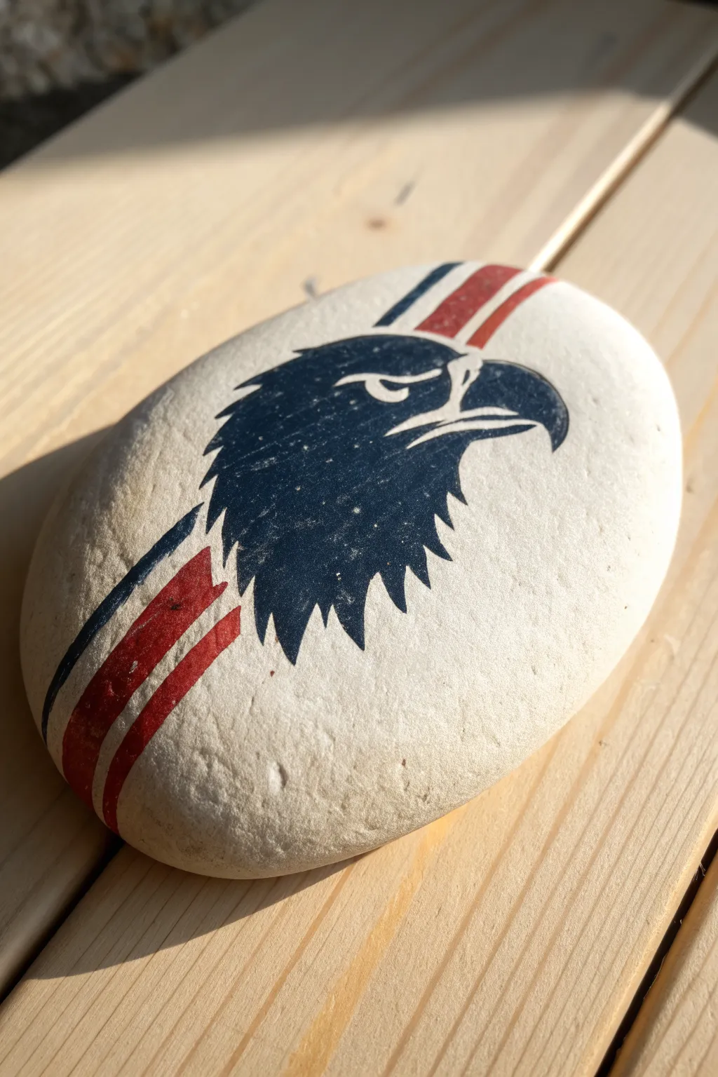 Paint a bold bald eagle silhouette on a light rock for an easy patriotic DIY with clean contrast.
