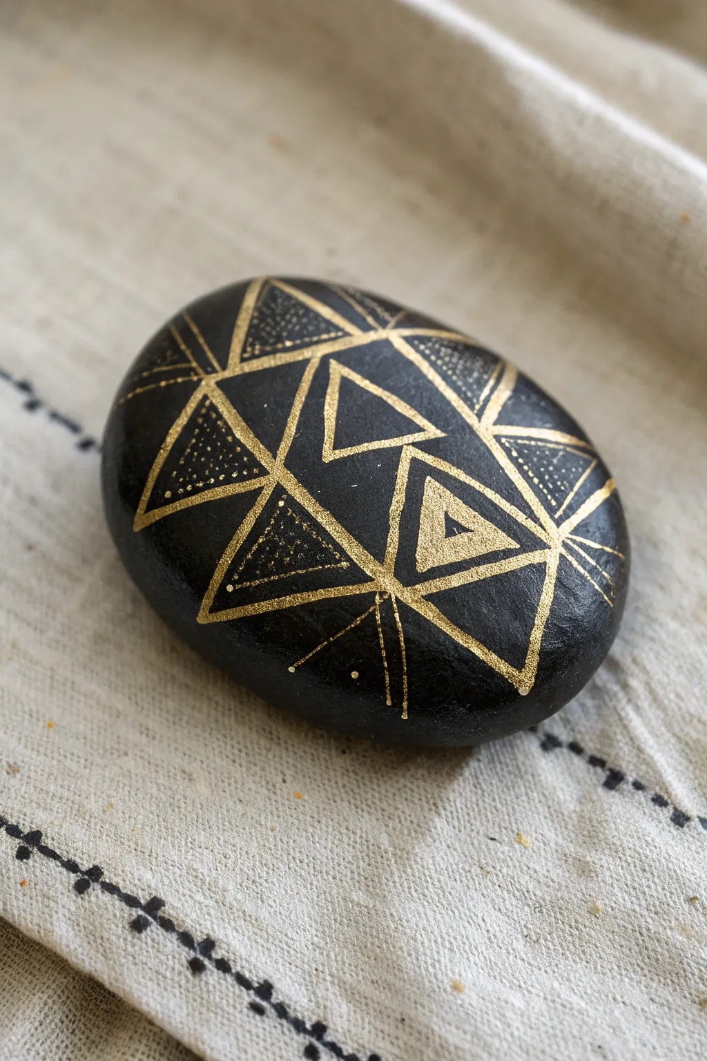 Add modern luxury to your space with these chic matte black and gold painted rocks.