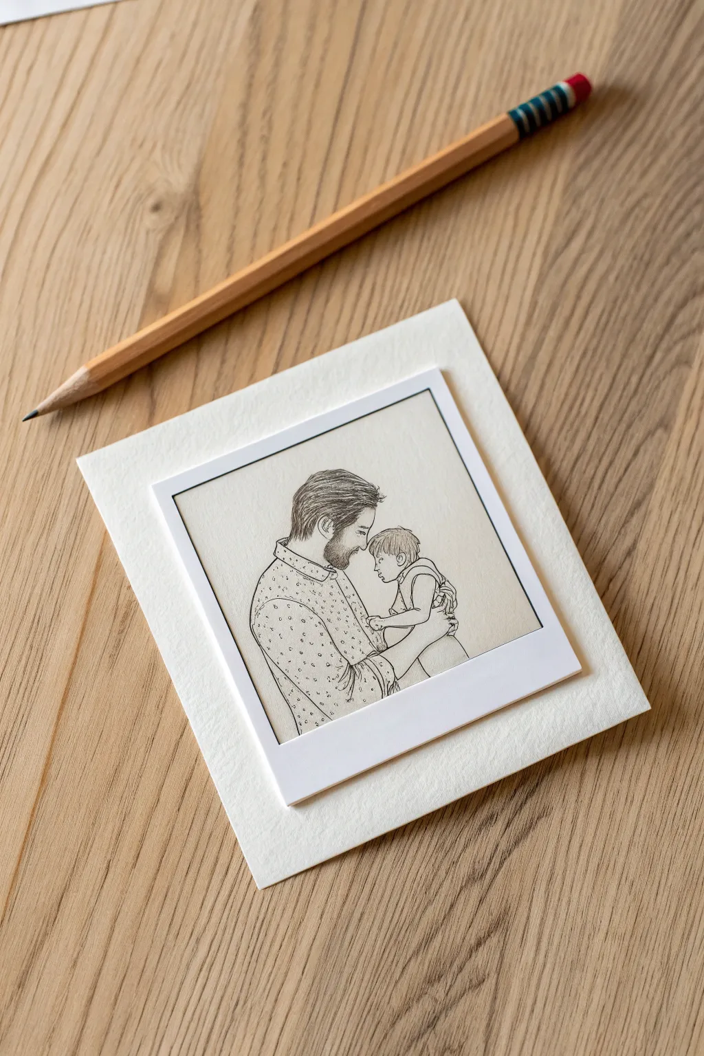 Capture a cherished memory with this nostalgic hand-drawn Polaroid snapshot idea for Father’s Day.