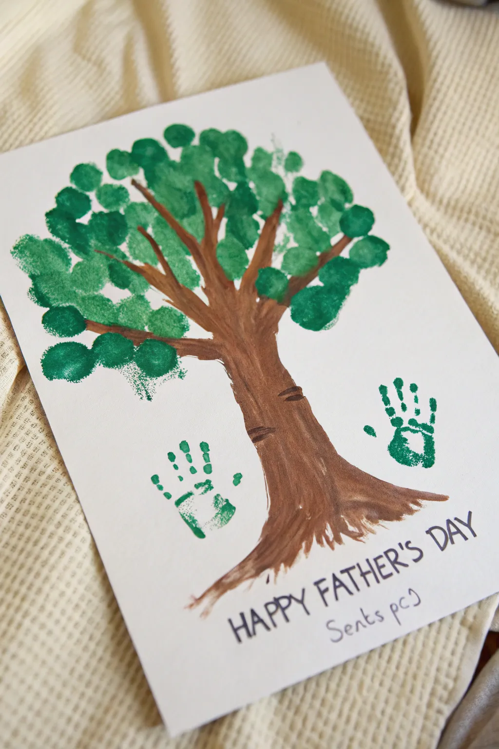 Minimal handprint tree keepsake toddlers can paint for Fathers Day, simple and heartfelt.