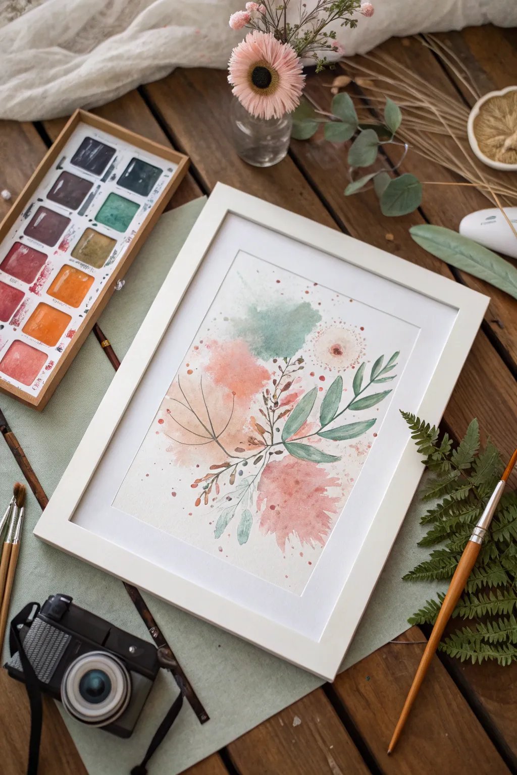 Bold splashes frame a clean dad-and-daughter silhouette for an elegant Father’s Day painting idea.