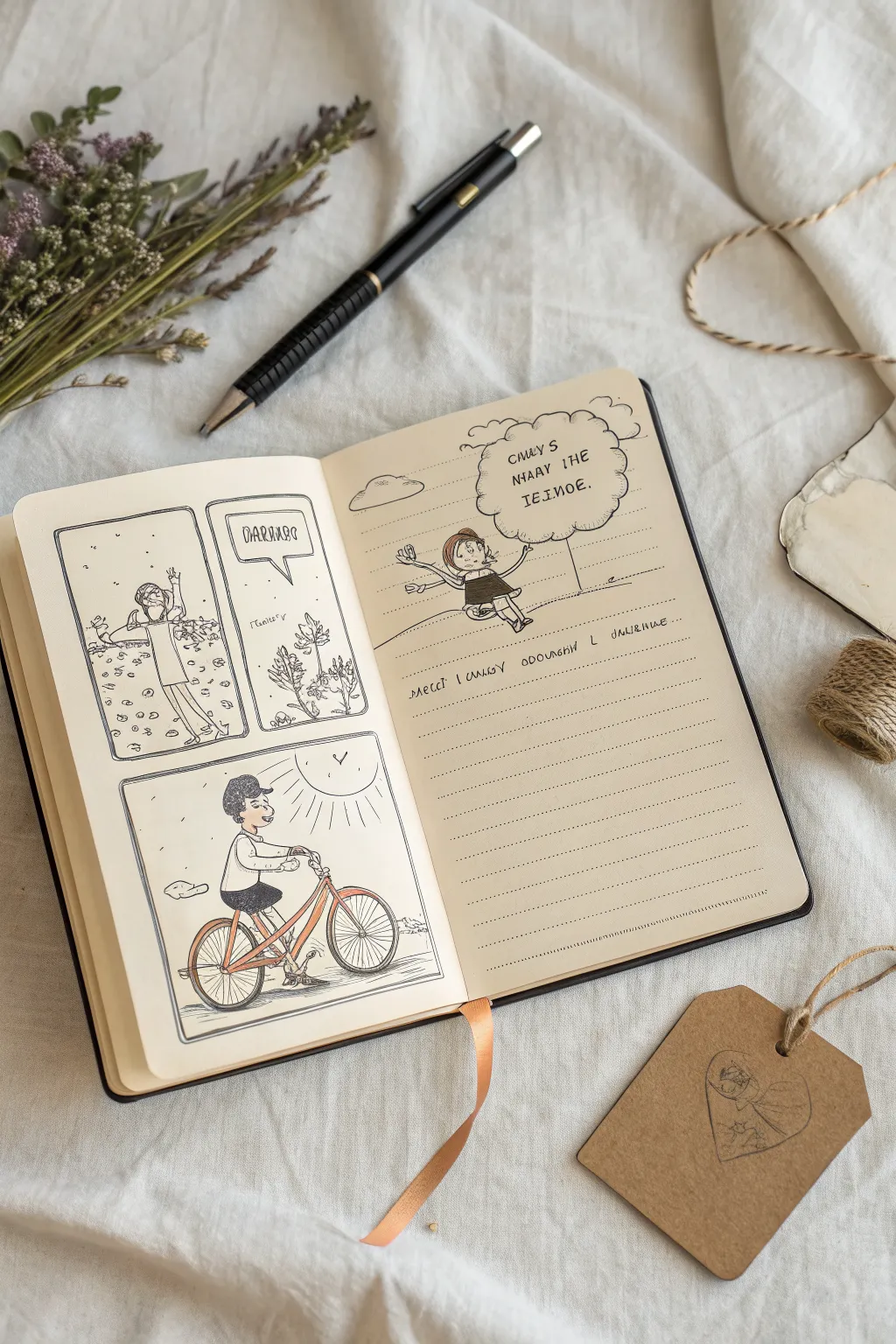 Minimal comic strip sketch of funny dad moments, a sweet Fathers Day drawing idea