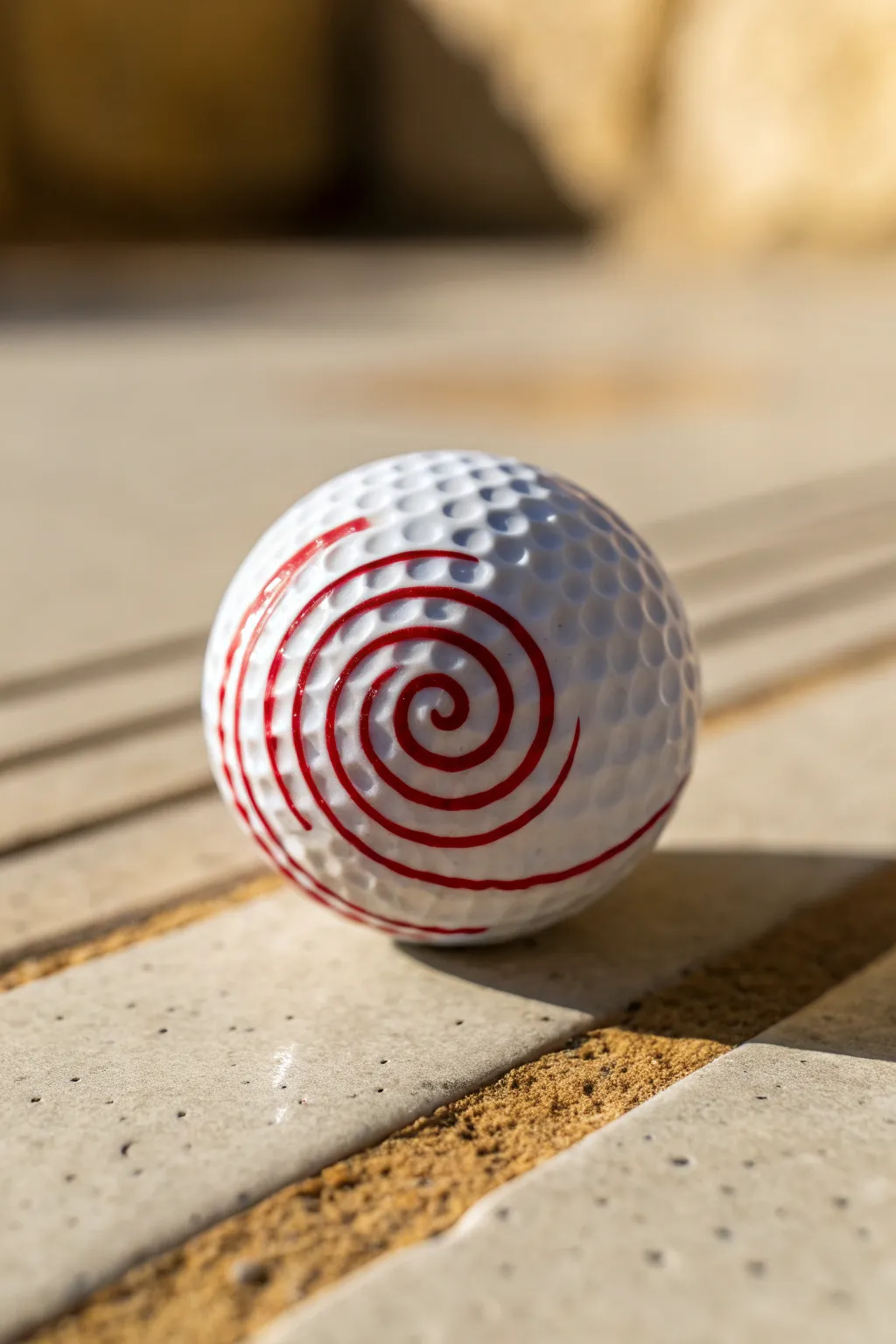 Bold spiral illusion transforms a golf ball into a striking, motion-filled drawing reference.