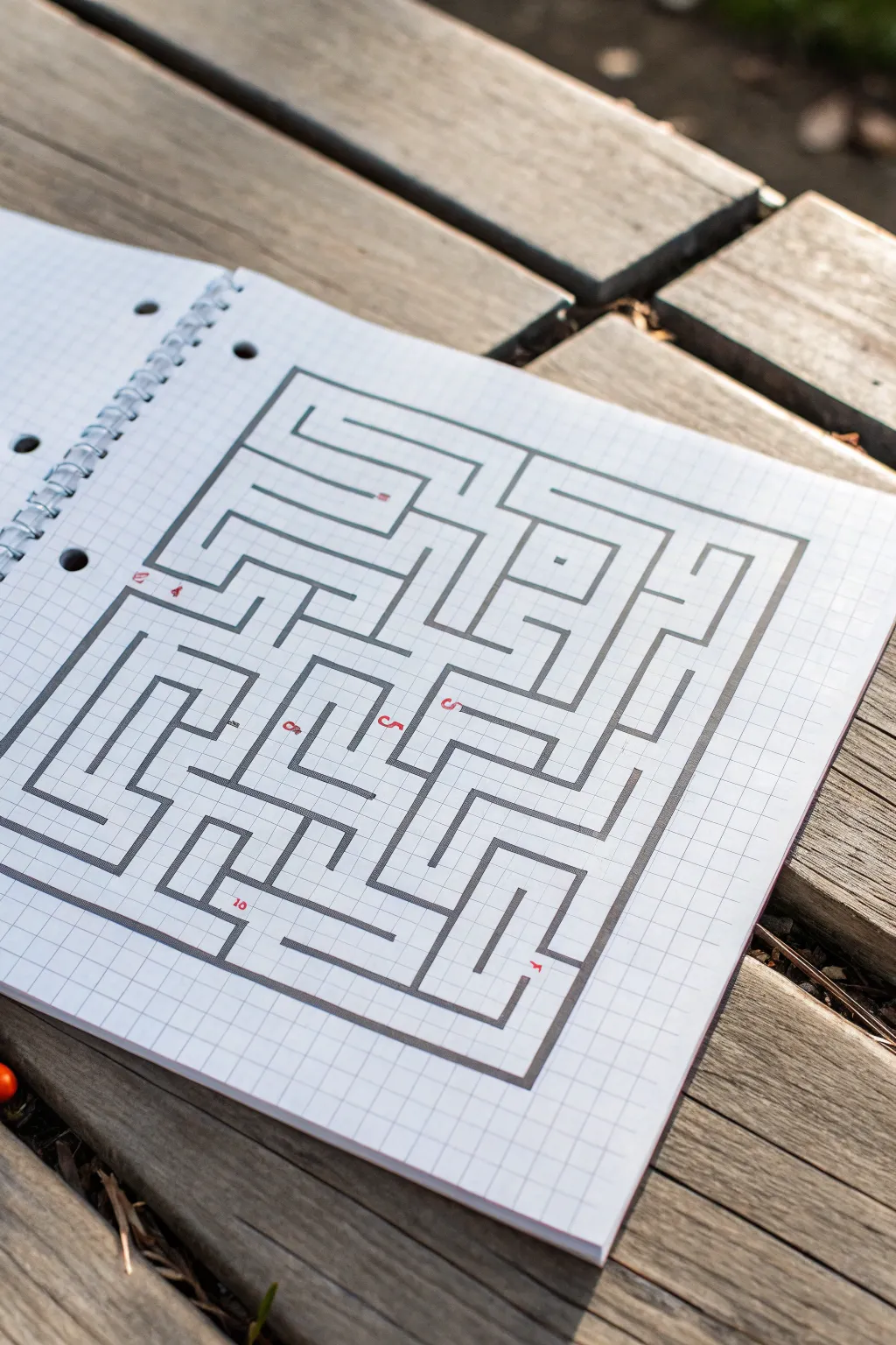 Bold black-ink maze on crisp graph paper, perfectly square to the grid for clean inspiration