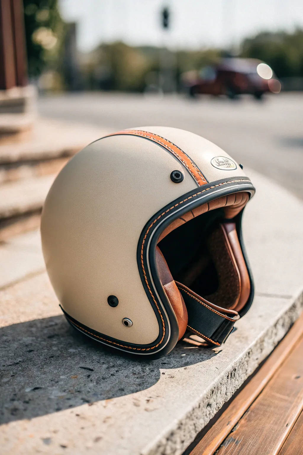 Visor-down helmet art that flows seamlessly across the seam, crisp and craft-focused close-up