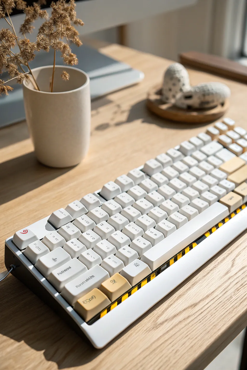 Add a bold industrial edge to your minimal setup with these DIY hazard stripe keycaps. 🚧✨