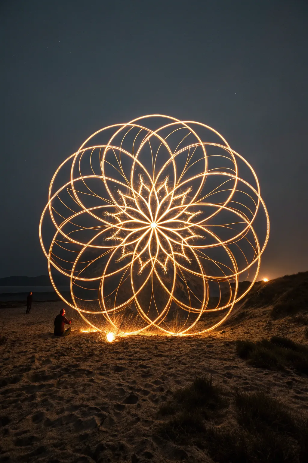 Transform a simple swinging light into a mesmerizing geometric flower masterpiece.