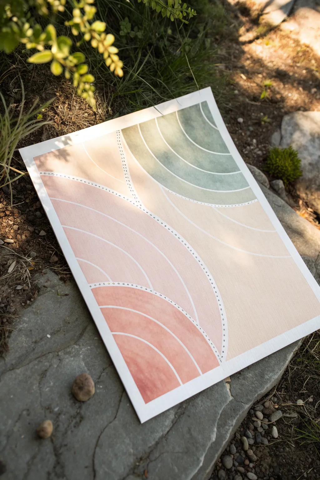 Hypnotic ripple line art over a soft ombre wash, minimal Op Art for modern wall decor